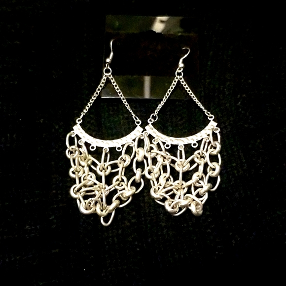 3 for $15 Long Silver Chandelier Chain Earrings - Picture 1 of 1